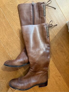 Brown Leather Knee-High Riding Boots